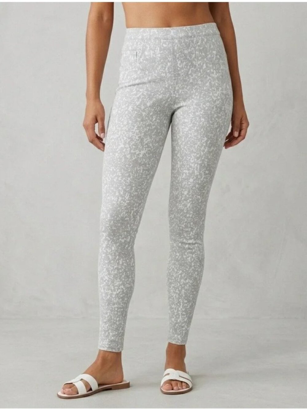 SPANX Jean-ish Ankle Leggings Speckled Grey Size Large High Rise Shaping Pants